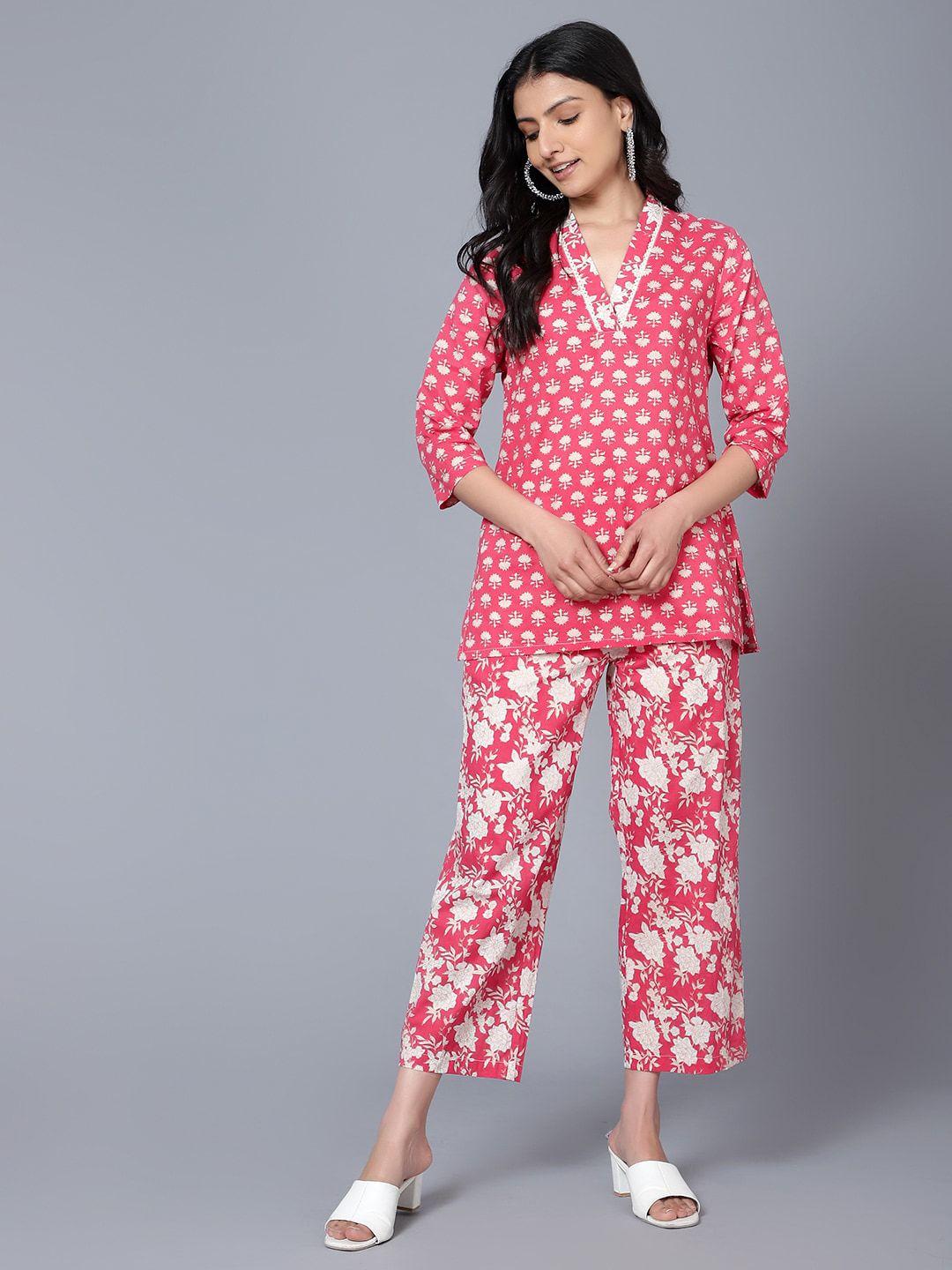 bani women printed pure cotton tunic with trousers