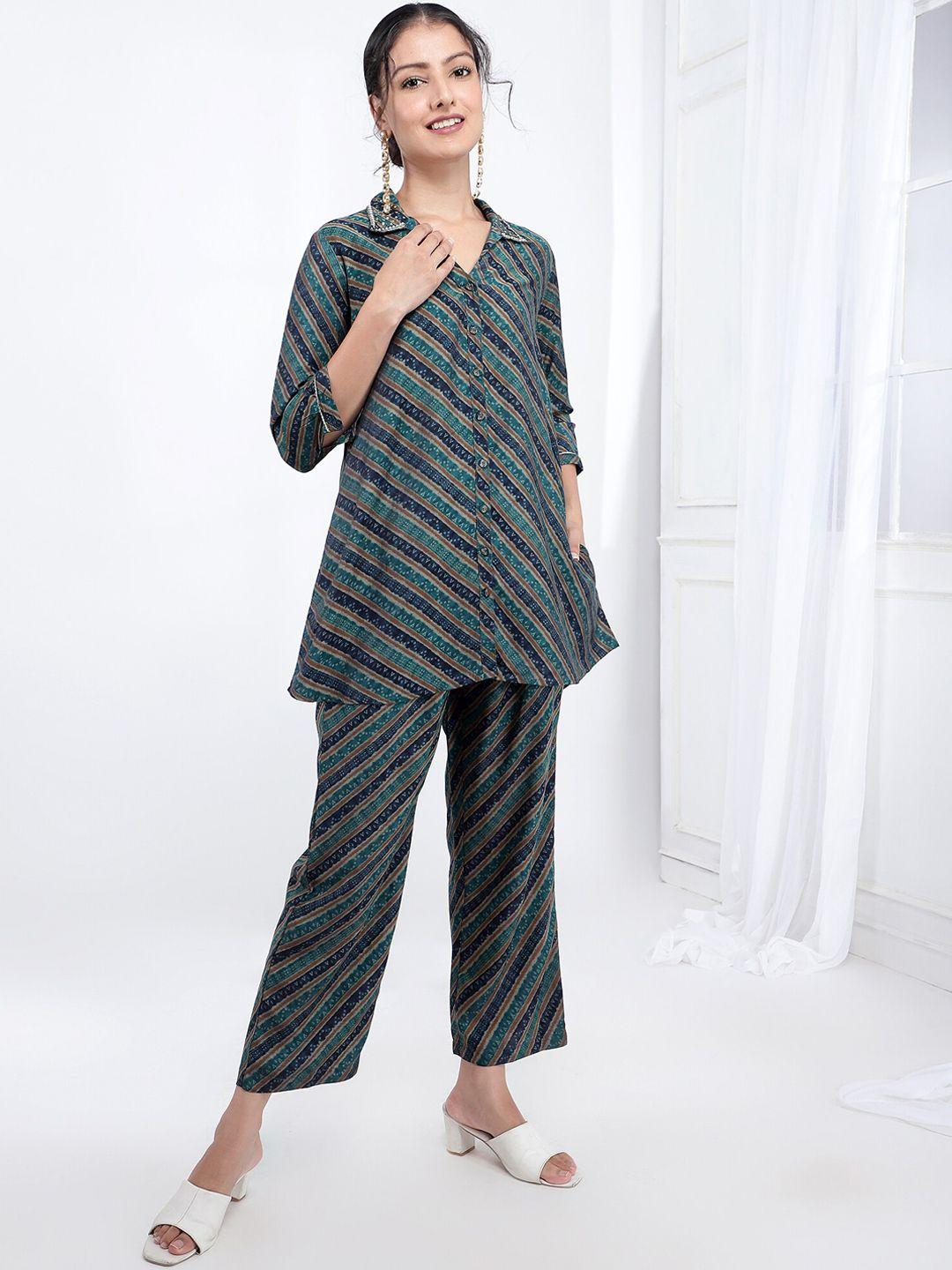 bani women striped tunic and trousers co-ords