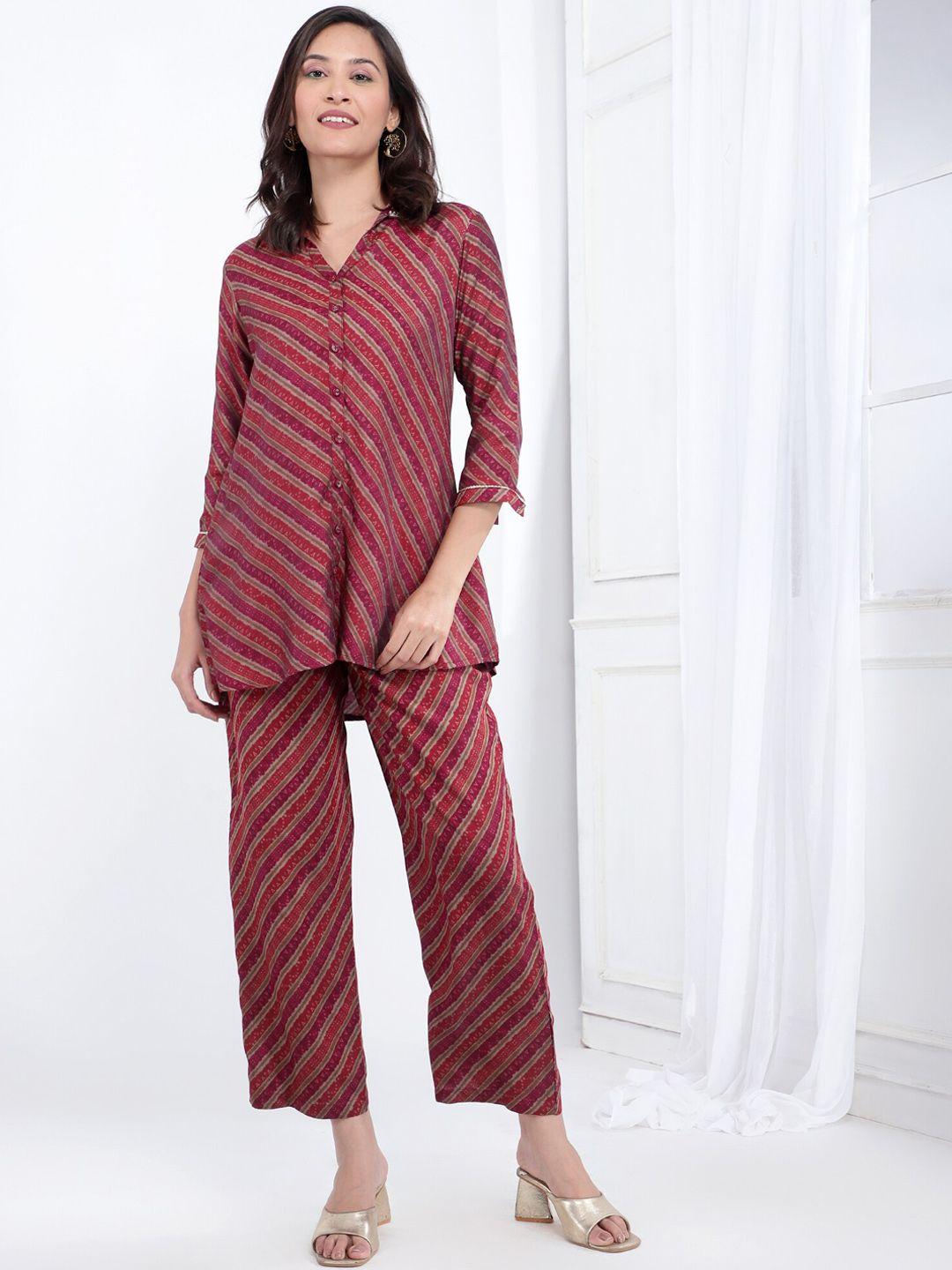 bani women striped tunic and trousers co-ords