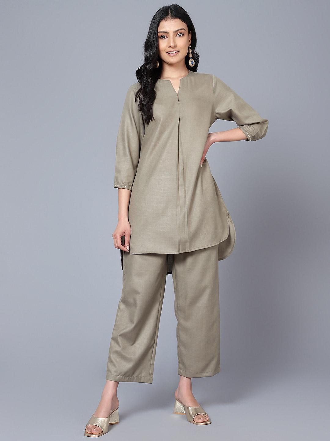 bani women v-neck tunic with trousers