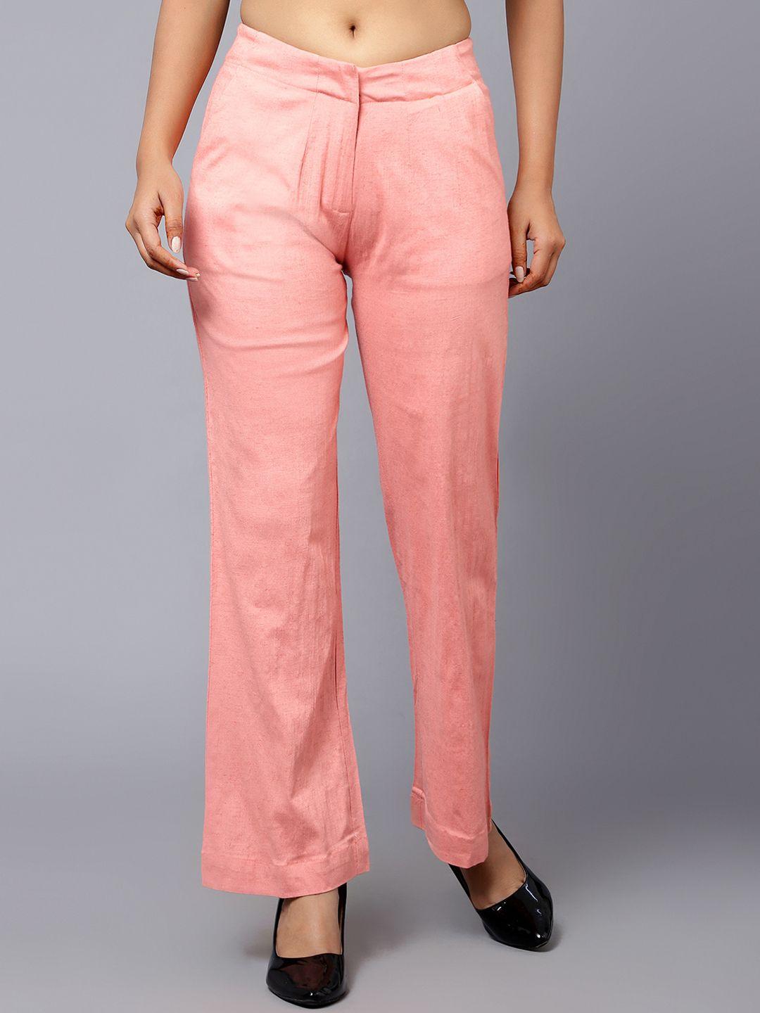 bani women women smart straight fit cotton parallel trousers