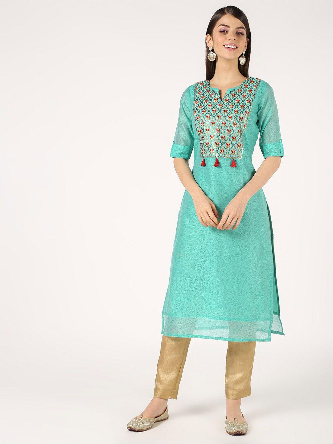 bani women women woven design thread work chanderi silk kurta