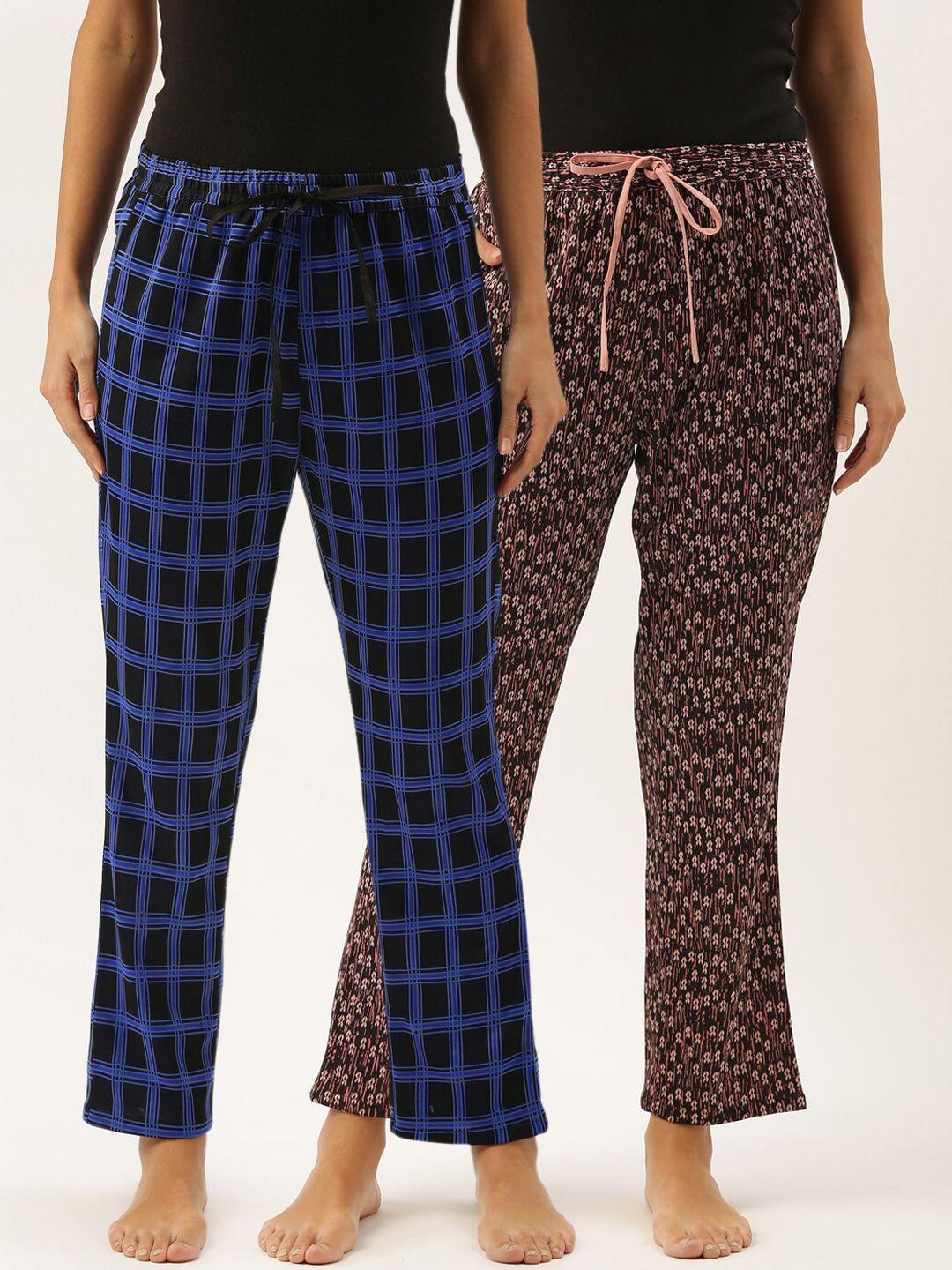 bannos swagger women pack of 2 black & pink printed pyjamas