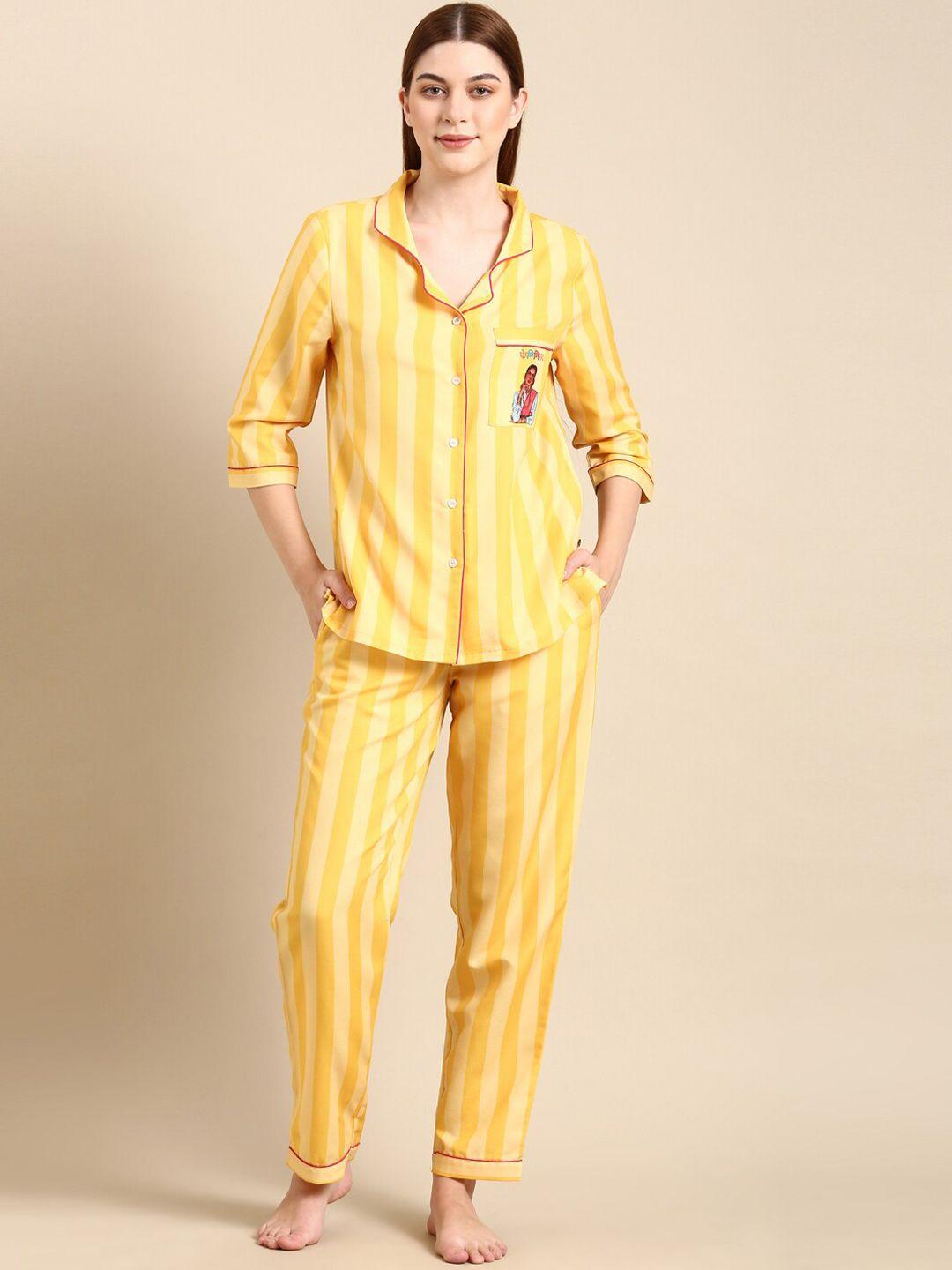 bannos swagger yellow & red striped night suit
