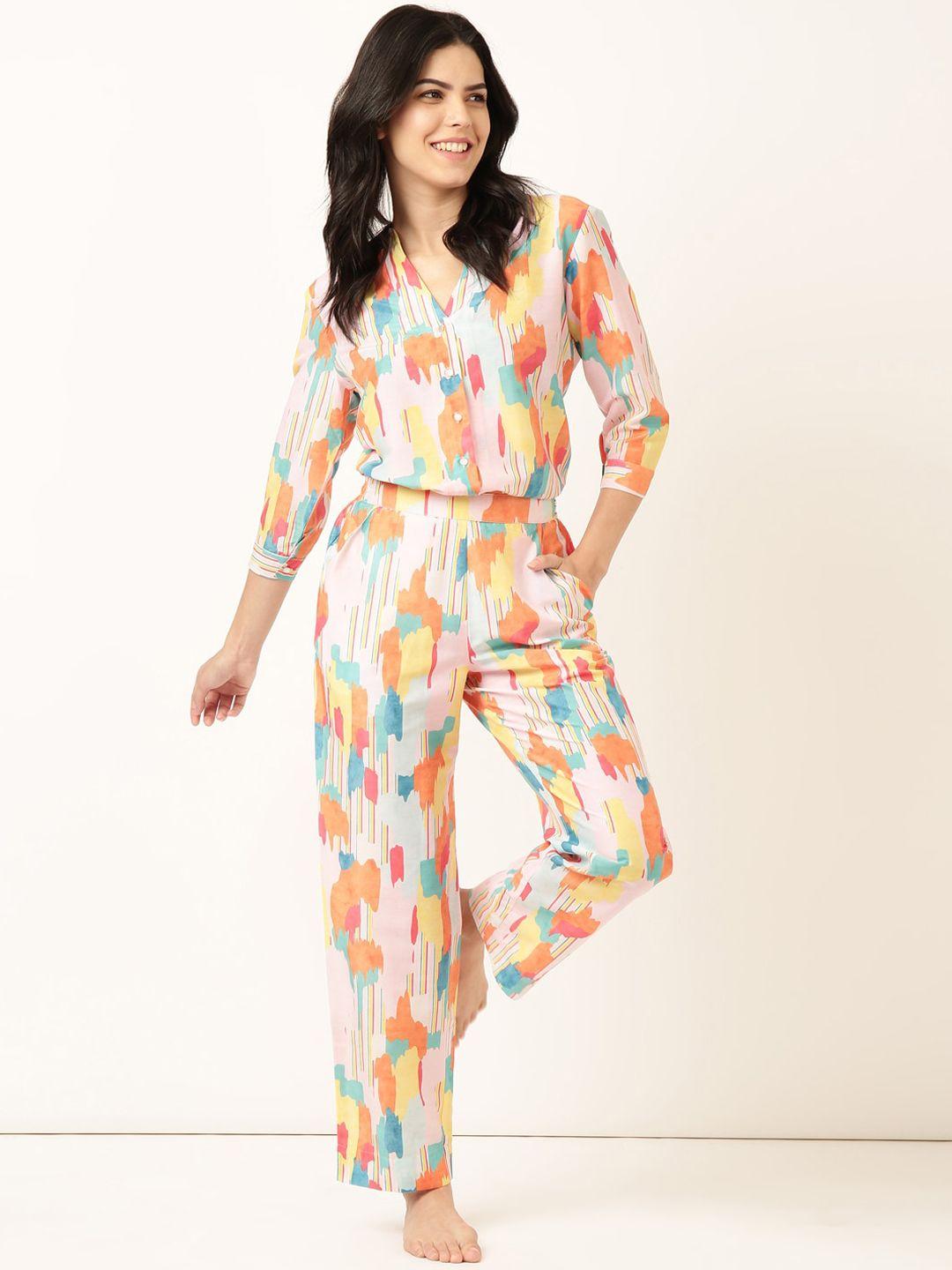 bannos swagger abstract printed shirt with trousers co-ords