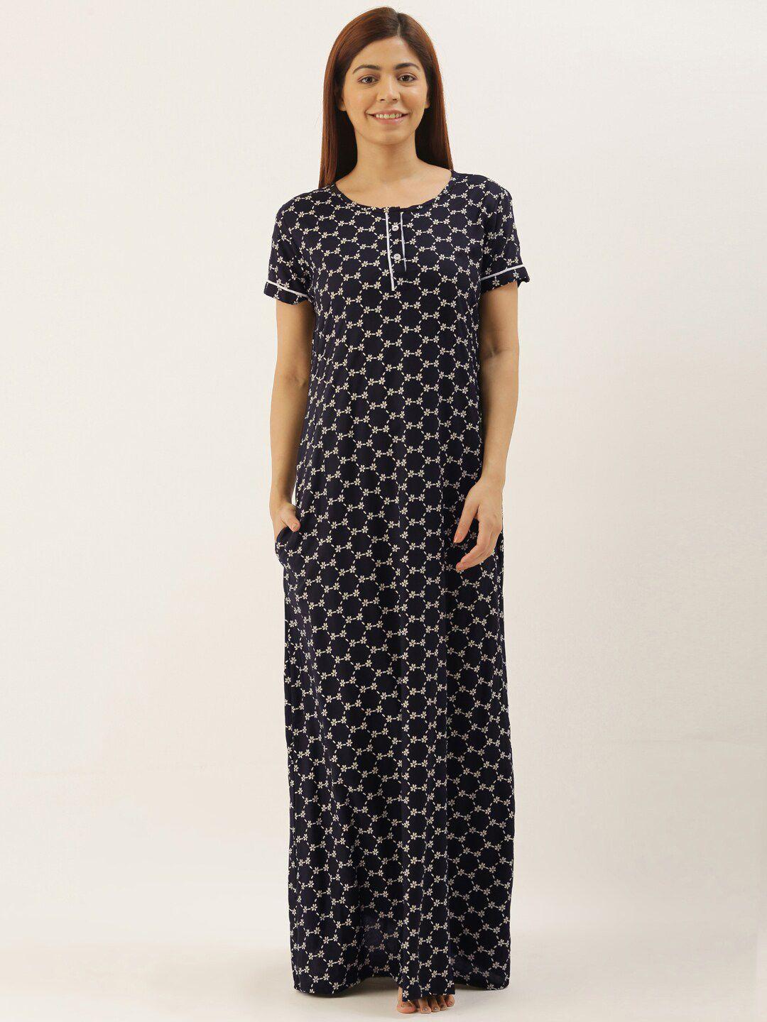 bannos swagger black printed maxi nightdress