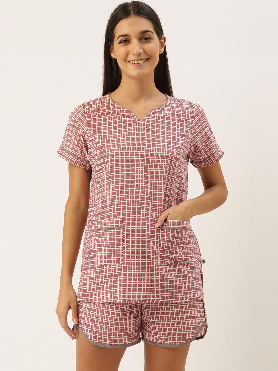 bannos swagger checked pure cotton night suit