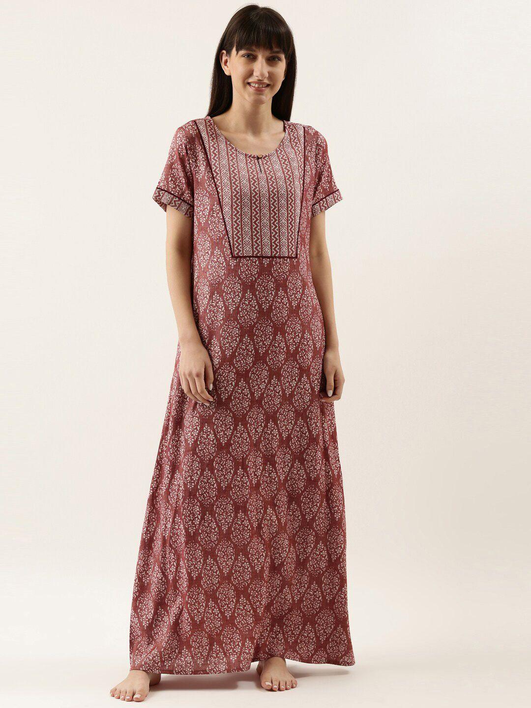 bannos swagger pink printed maxi nightdress