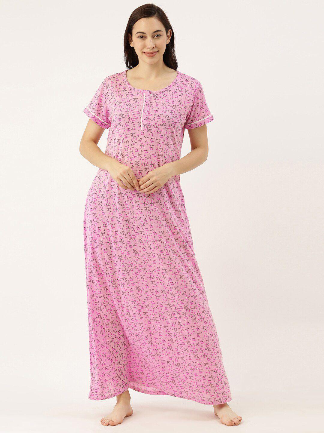 bannos swagger pink printed maxi nightdress