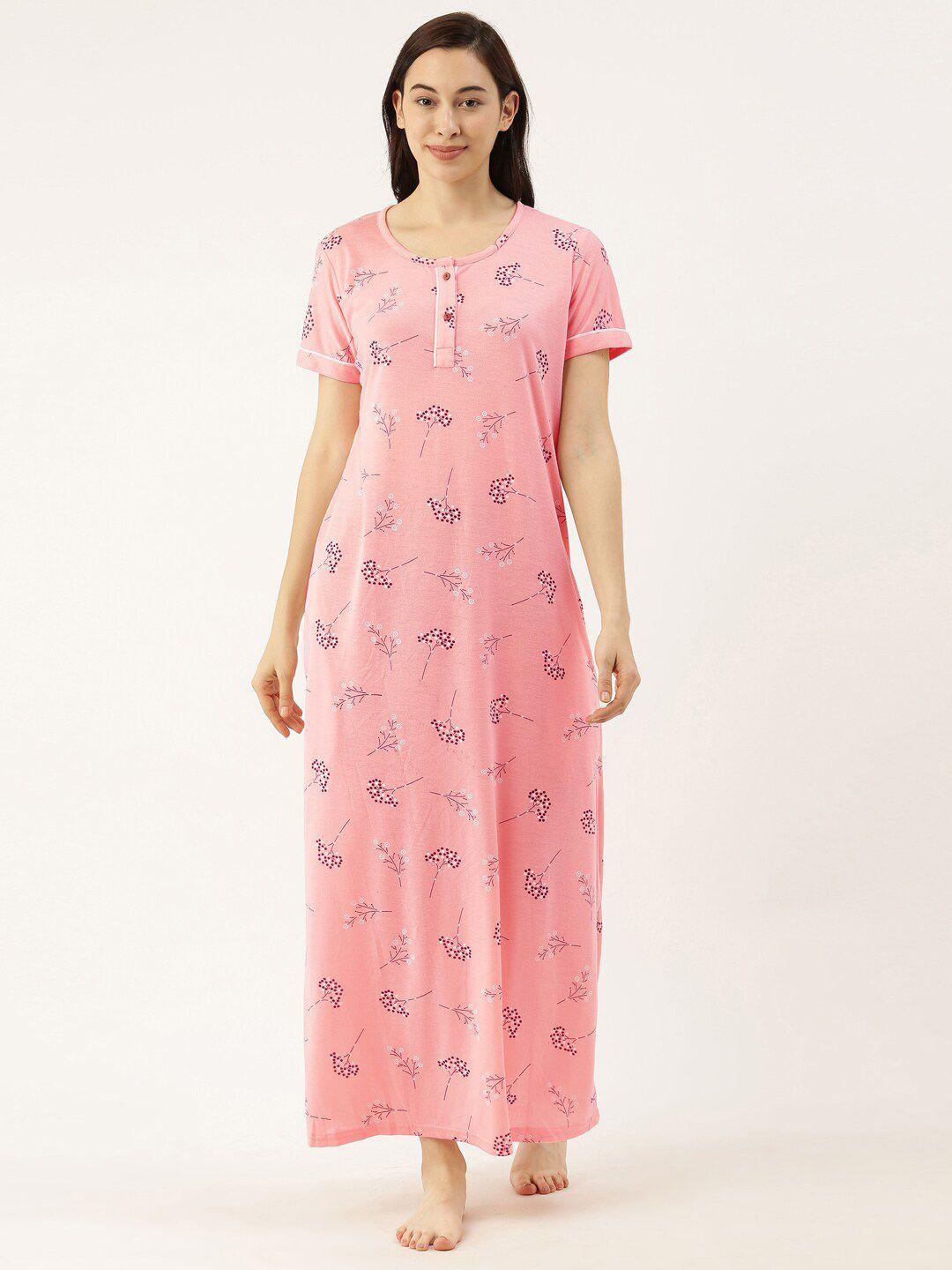 bannos swagger pink printed maxi nightdress