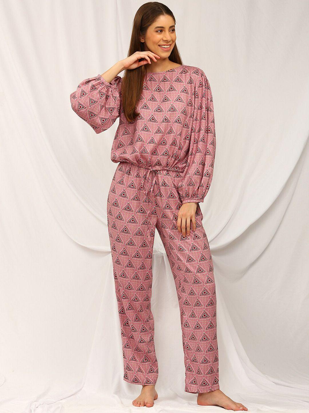 bannos swagger printed long sleeves top with trousers