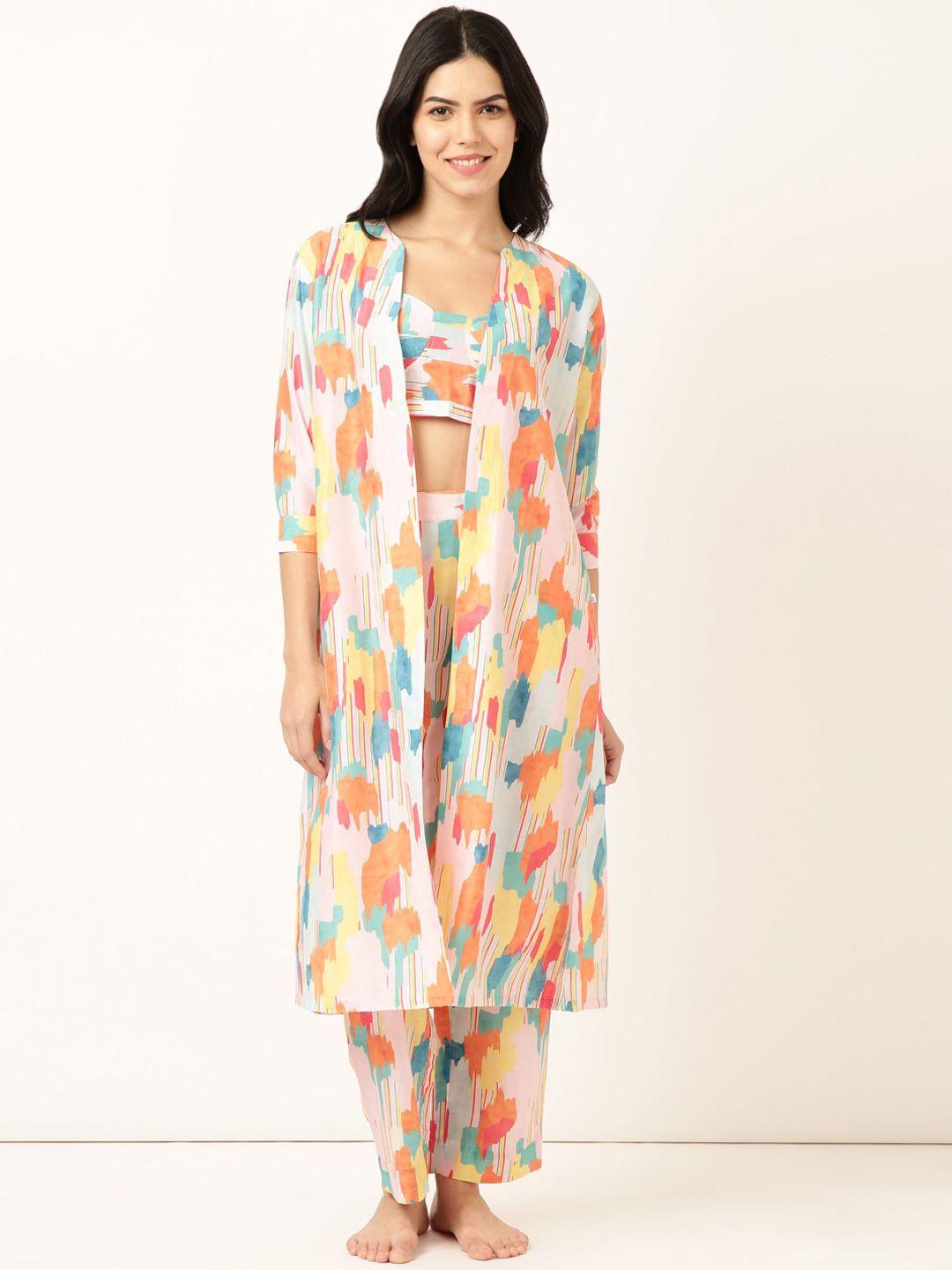 bannos swagger printed night suit with shrug