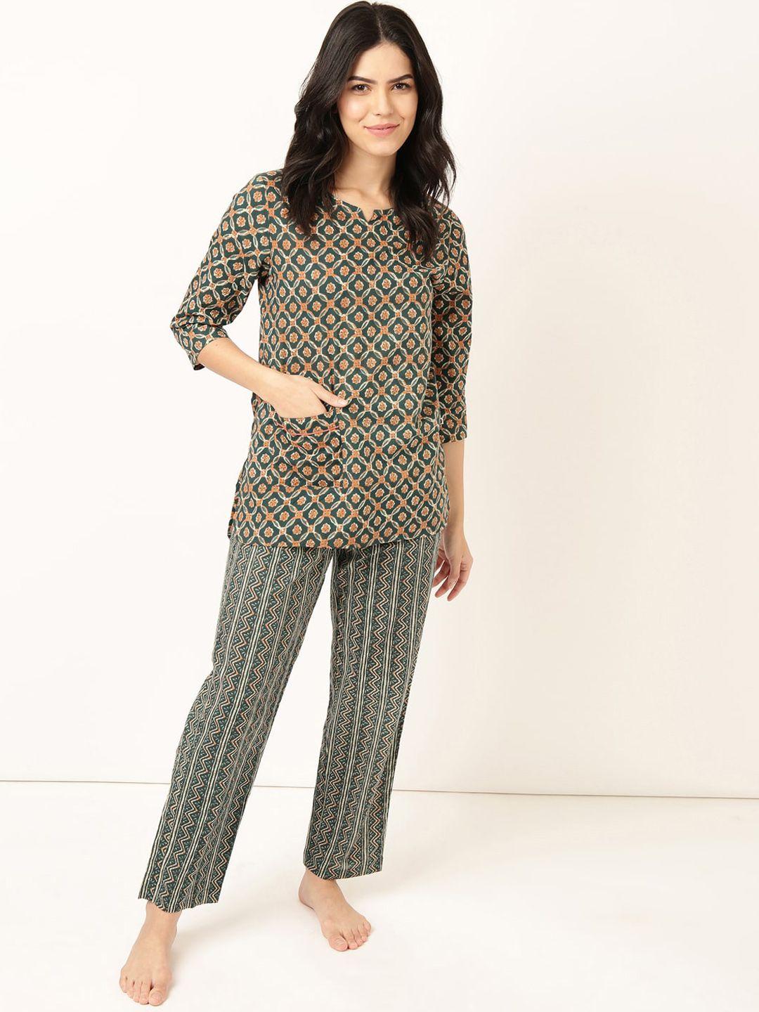 bannos swagger printed pure cotton night suit