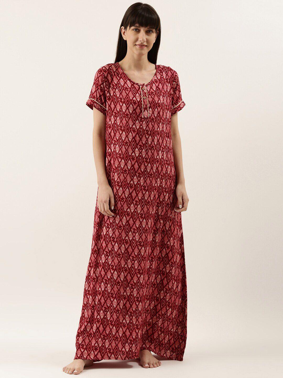 bannos swagger red printed maxi nightdress