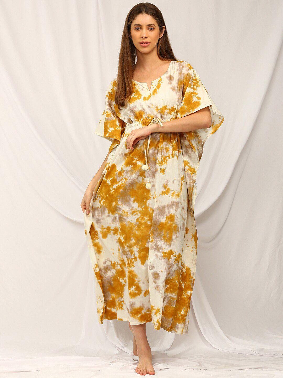 bannos swagger tie and dye printed pure cotton kaftan maxi nightdress