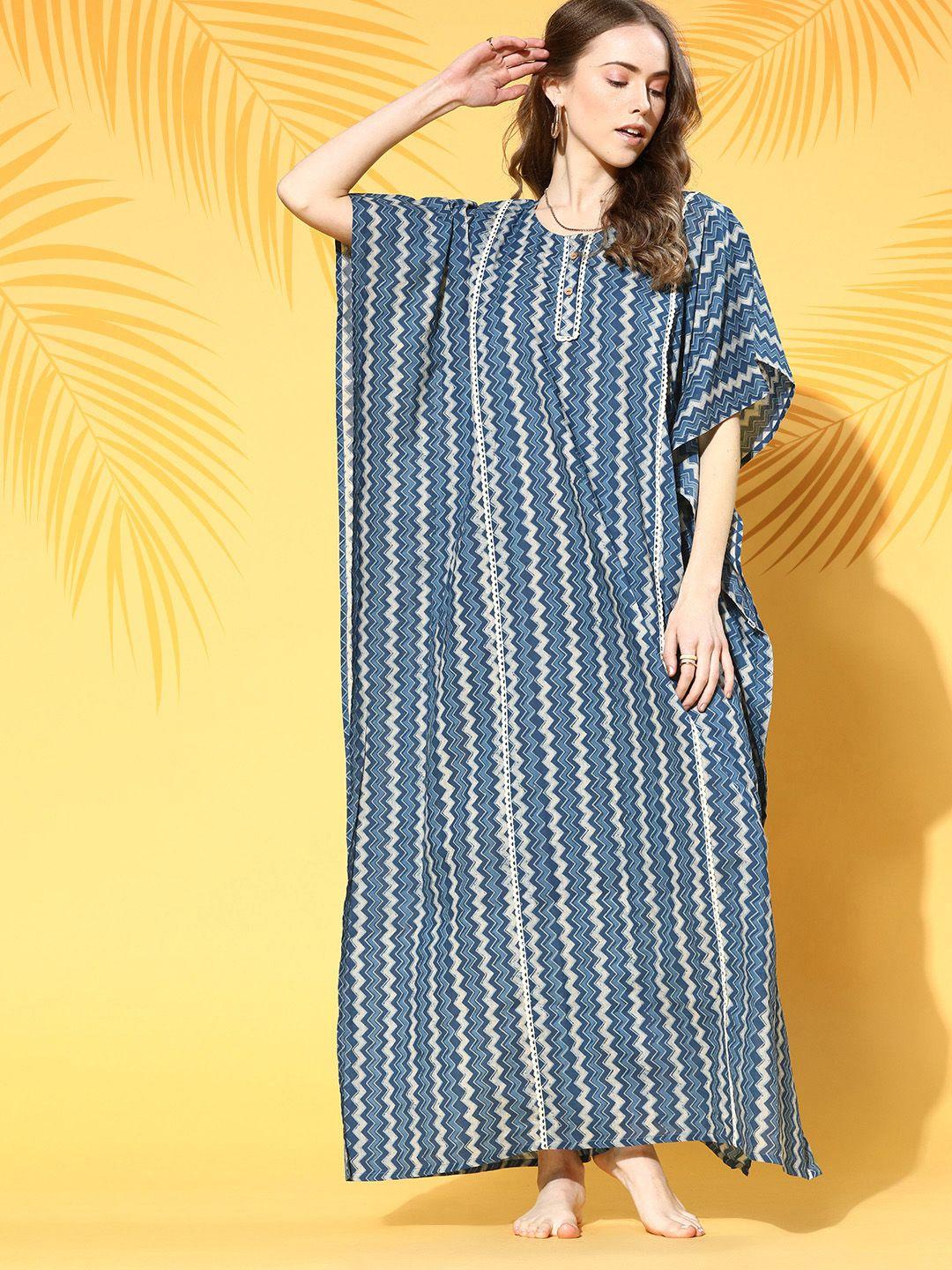 bannos swagger women blue chevron kaftan nightdress