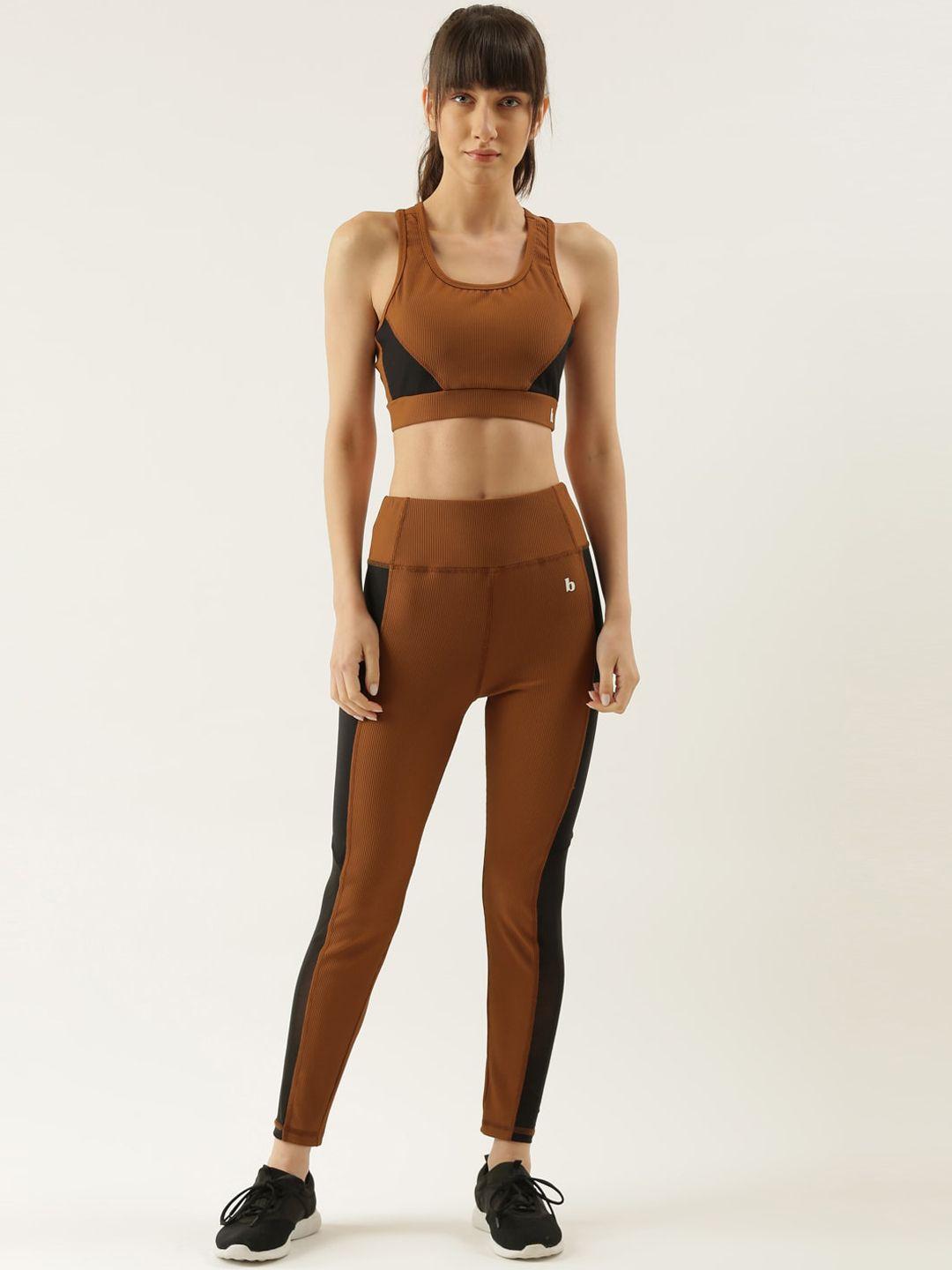 bannos swagger women brown tights & sport bra