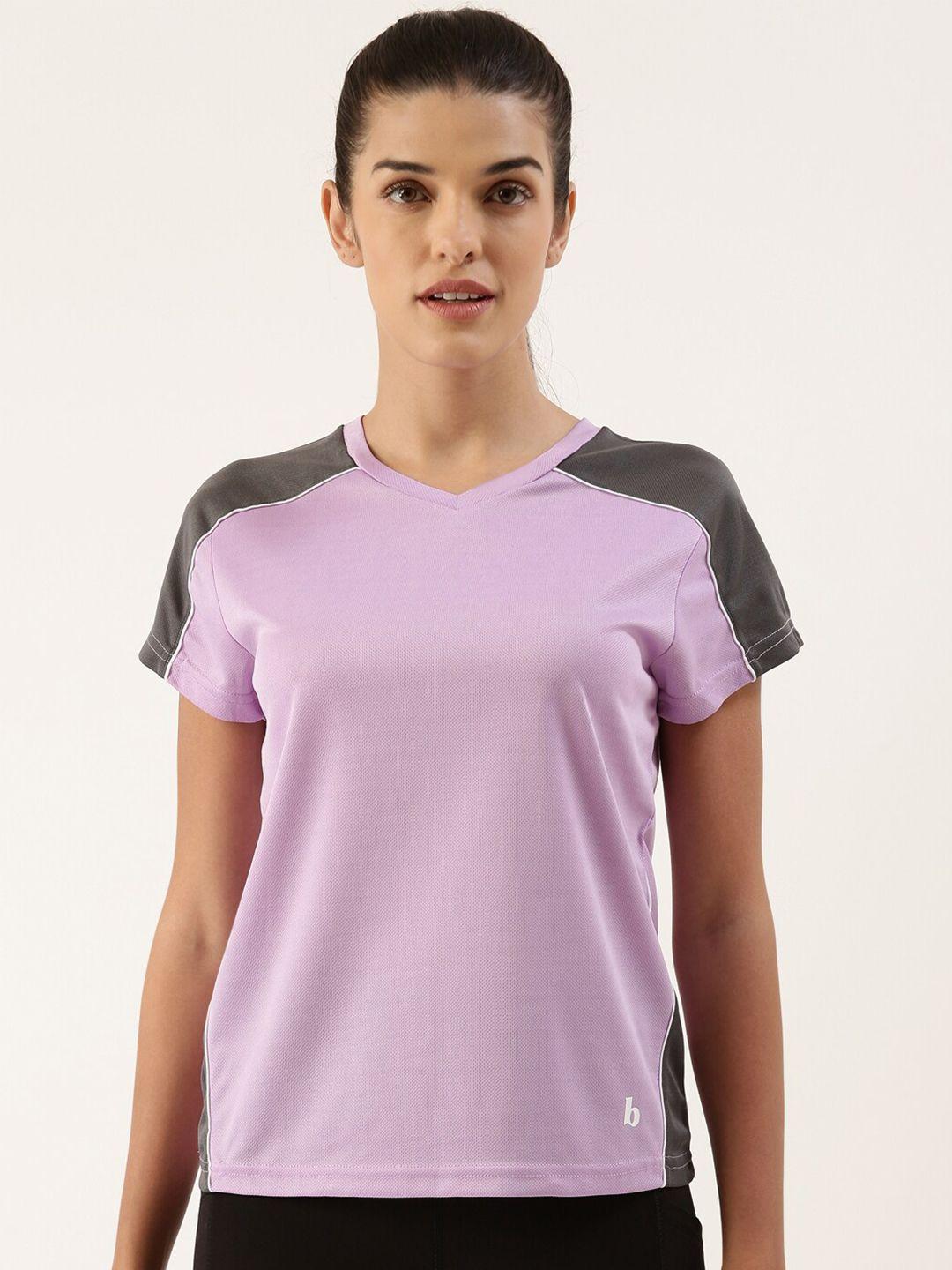 bannos swagger women purple v-neck anti static loose t-shirt