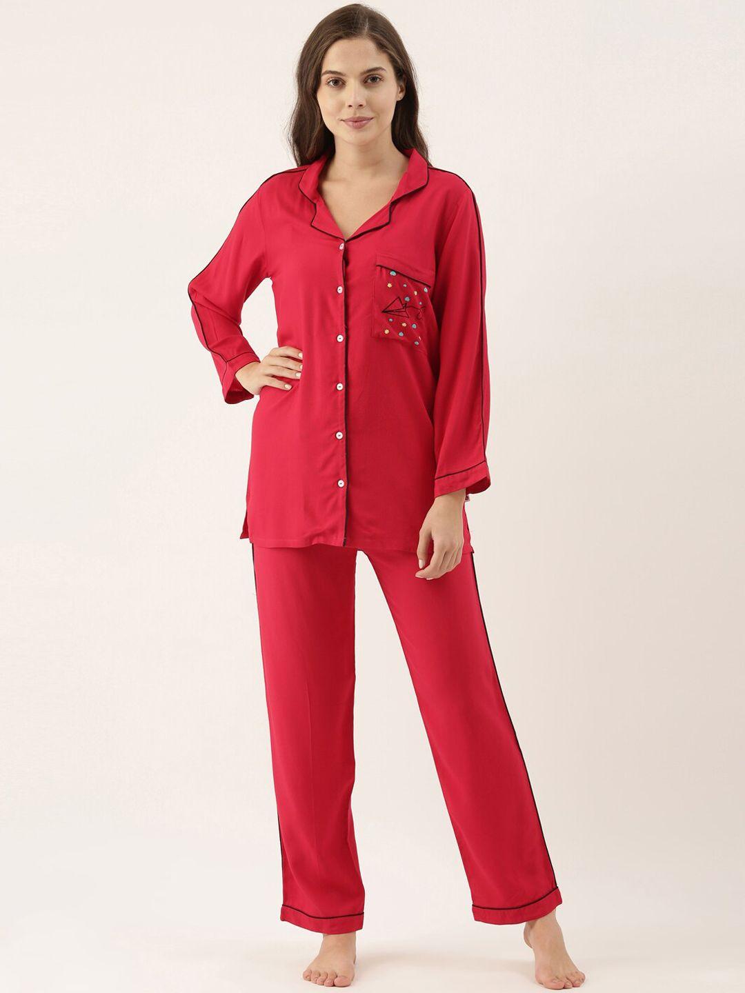 bannos swagger women red night suit