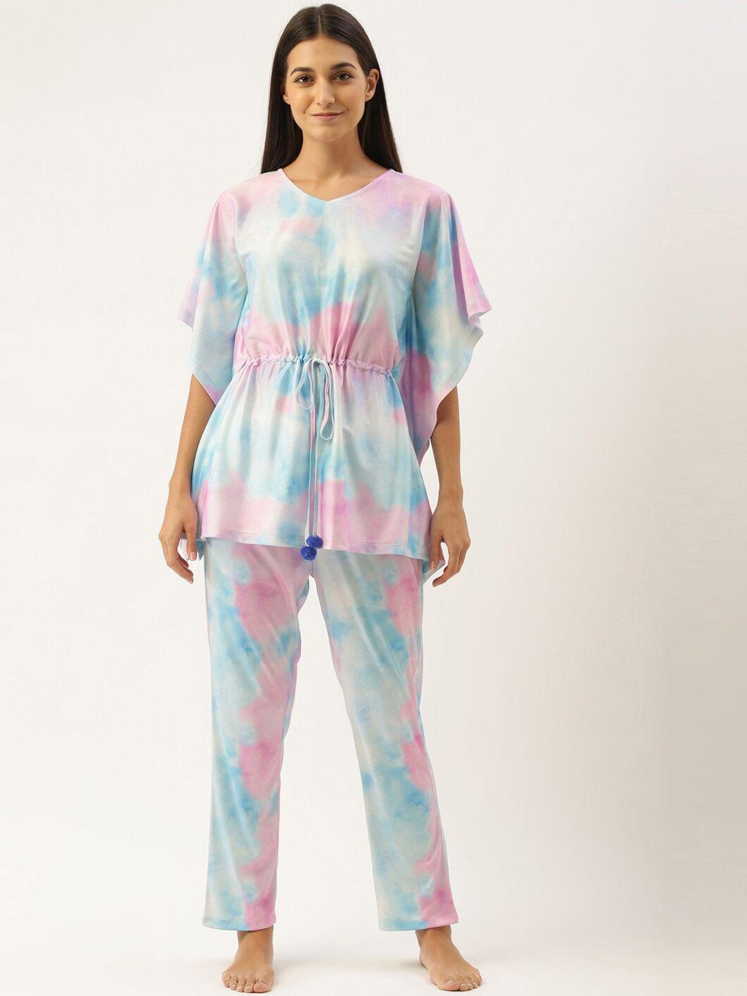 bannos swagger women tie and dye kaftan nightsuit