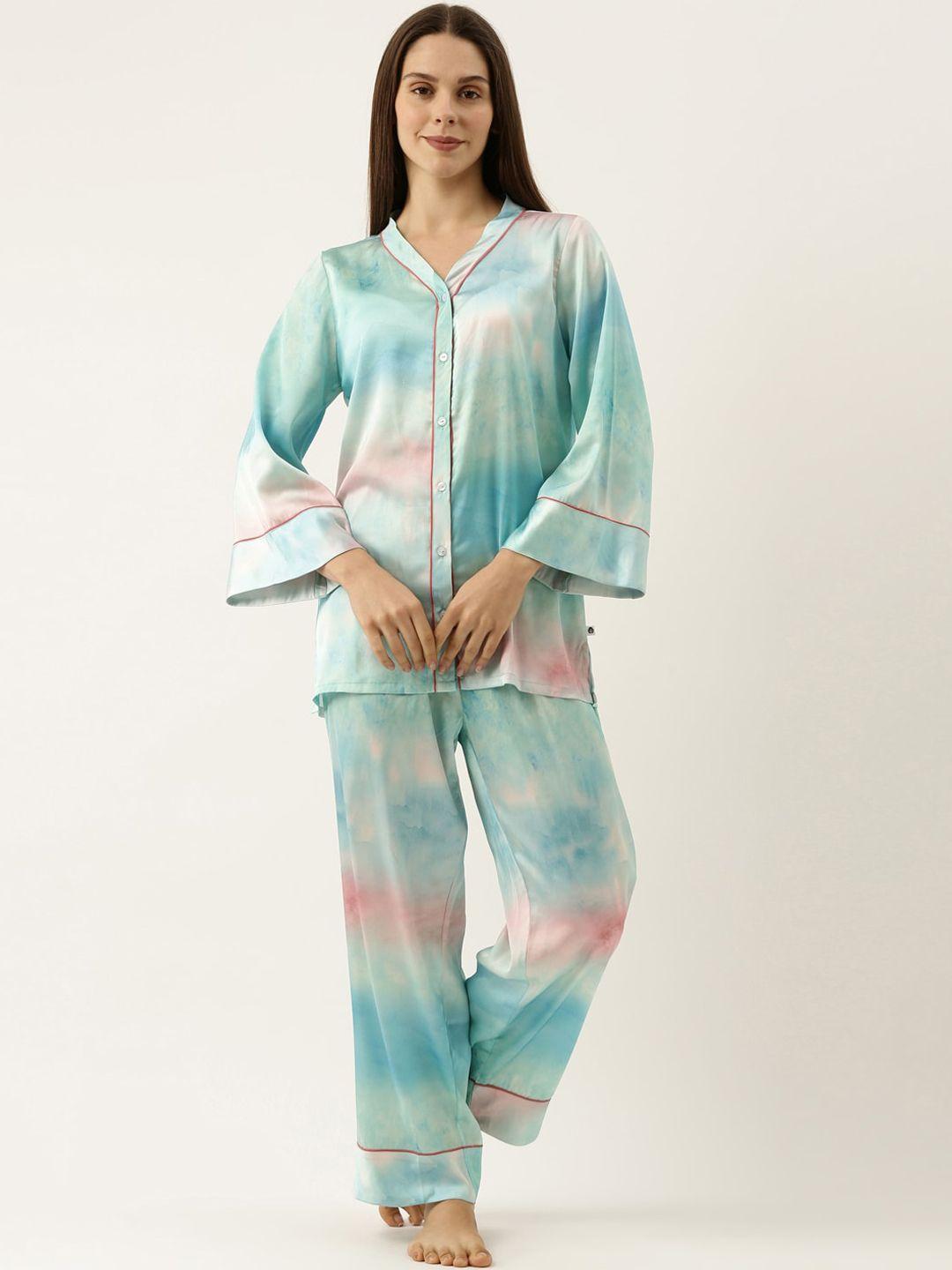 bannos swagger women tie and dye printed night suit