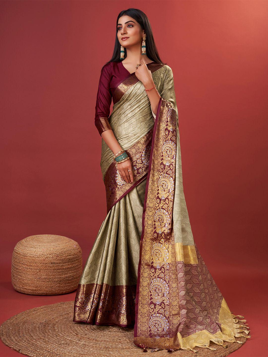 bansari textiles ethnic motifs woven design zari pure cotton banarasi saree
