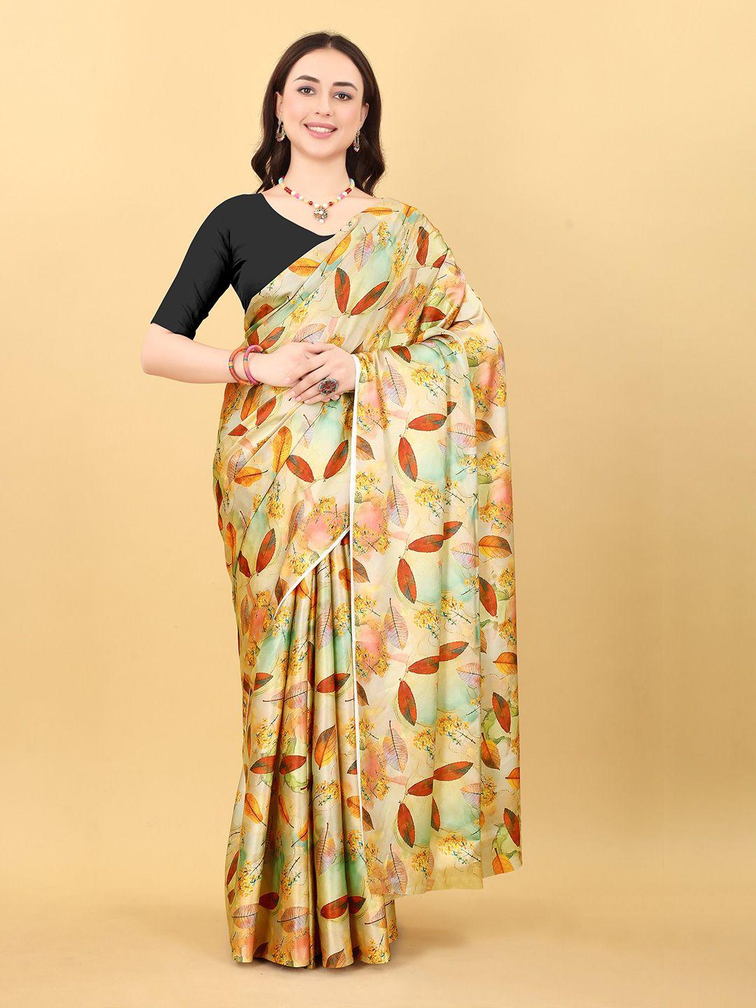 bansari textiles floral satin block print saree
