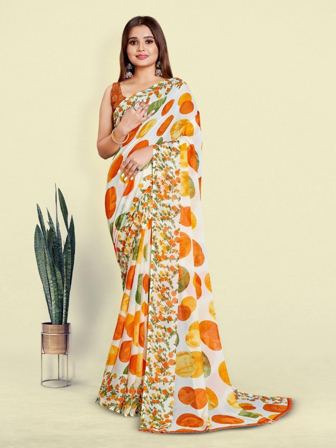 bansari textiles geometric printed pure georgette block print saree