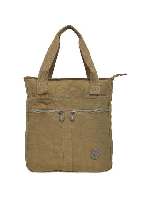 baomi beige solid medium tote handbag