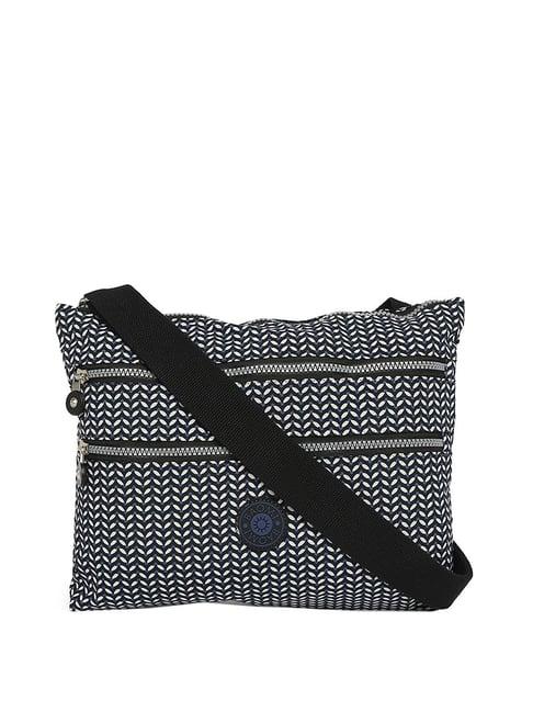 baomi black & white printed medium cross body bag