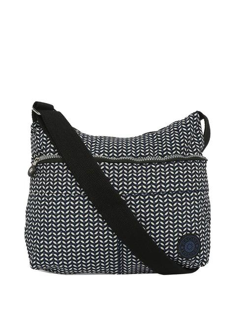 baomi black & white printed medium cross body bag