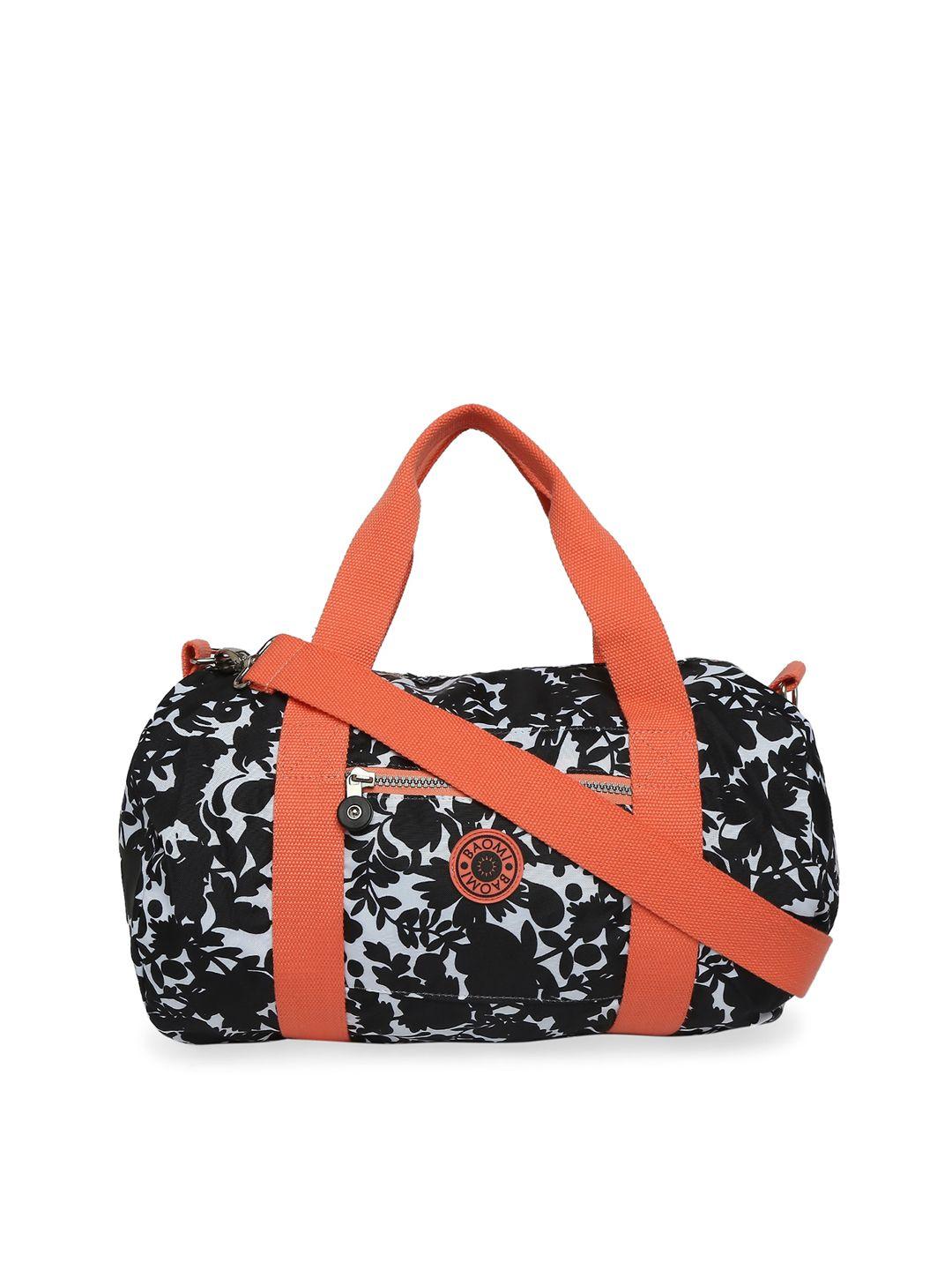 baomi black abstract printed structured duffle bag