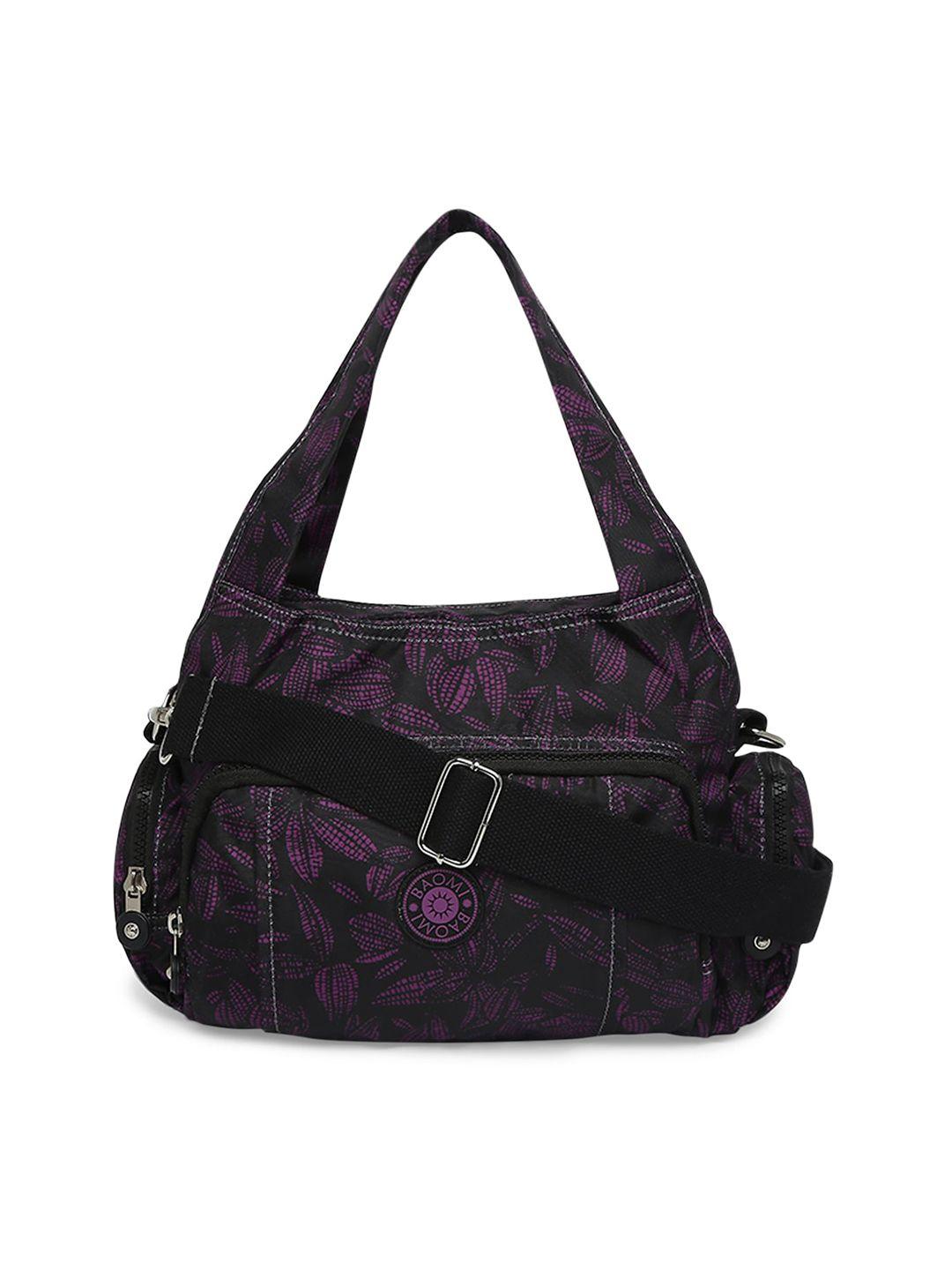 baomi black floral printed shopper shoulder bag