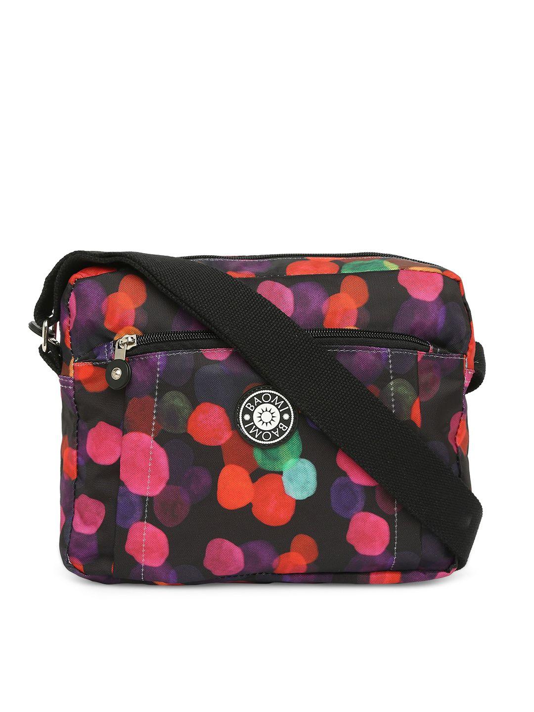 baomi black printed oversized sling bag