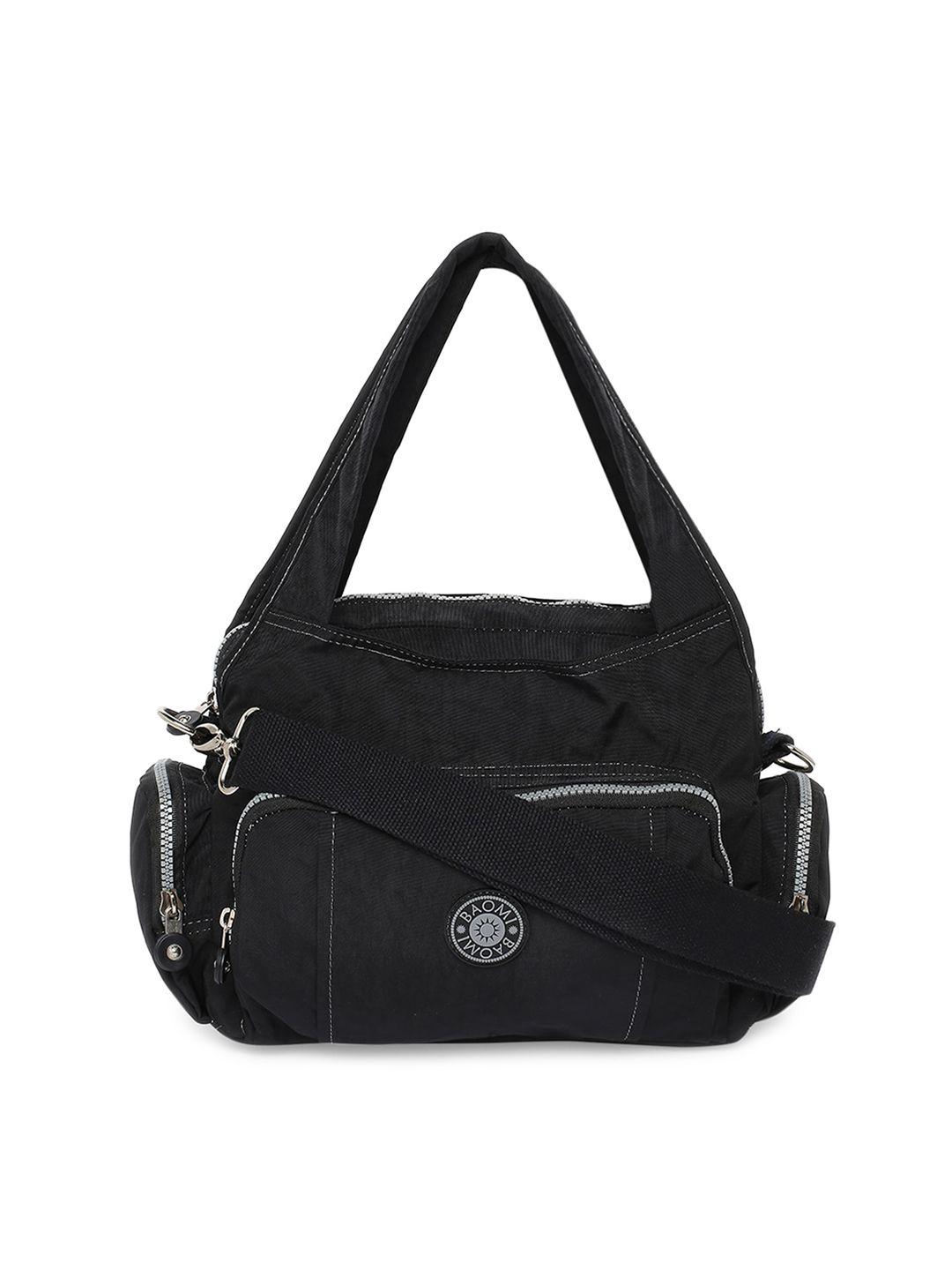 baomi black solid nylon messenger bag