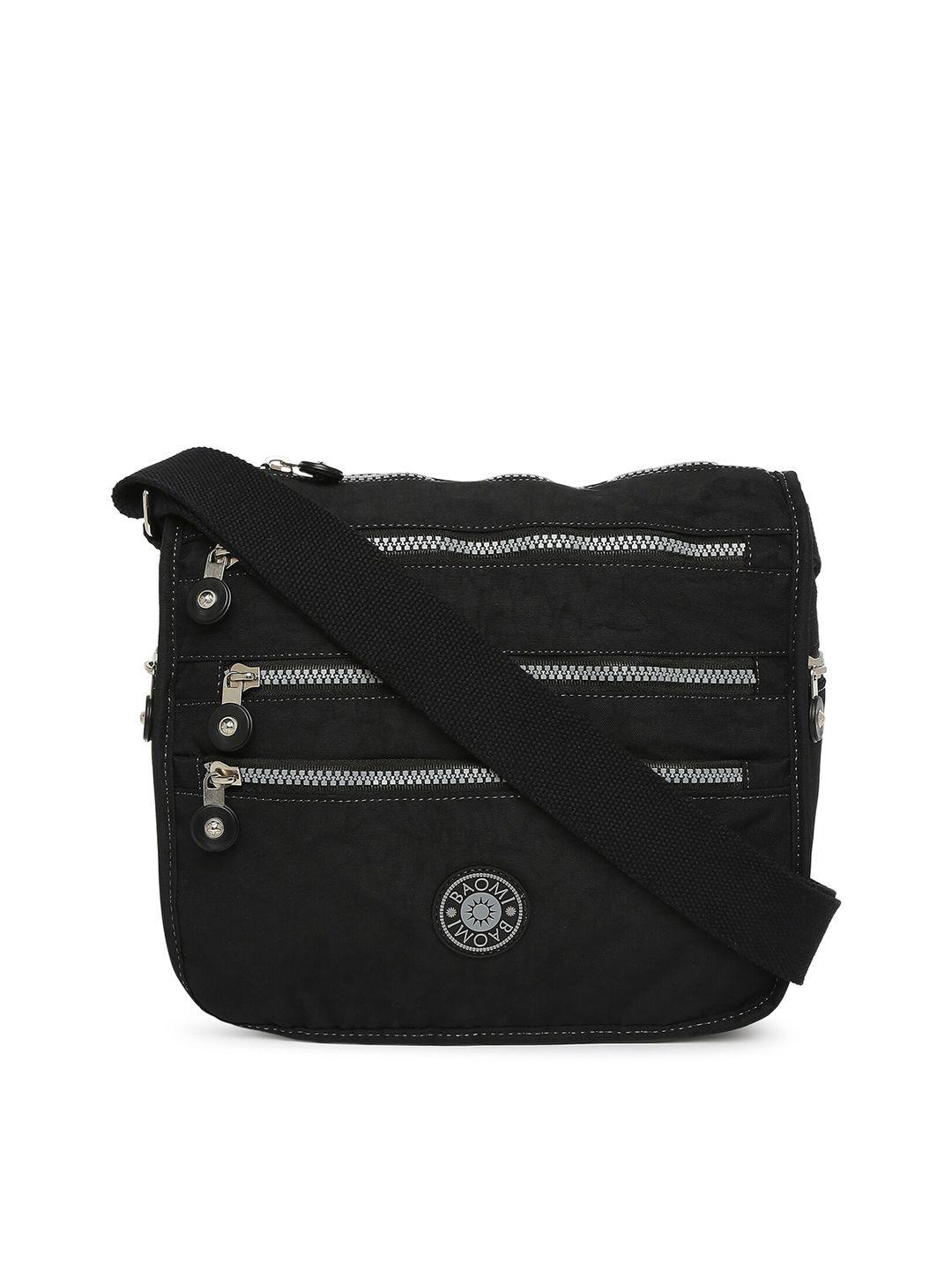 baomi black structured sling bag