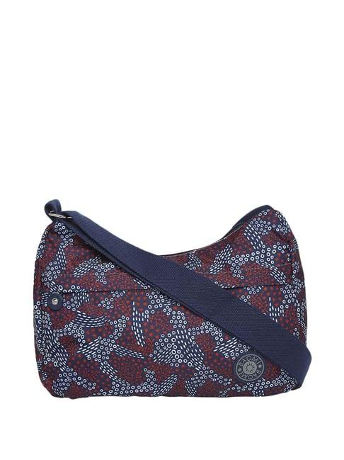 baomi blue & red printed medium cross body bag