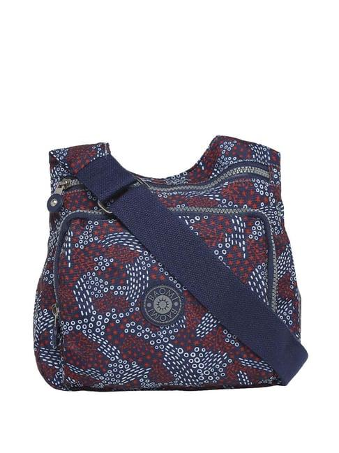 baomi blue & red printed medium cross body bag