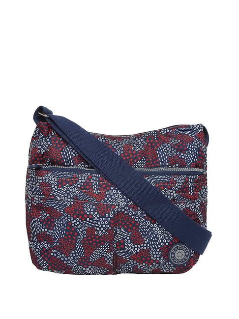 baomi blue & red printed medium cross body bag