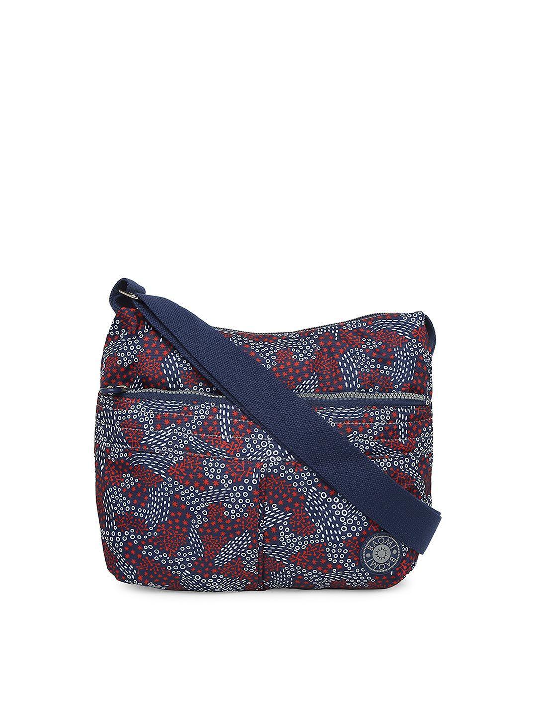 baomi blue & red printed oversized sling bag