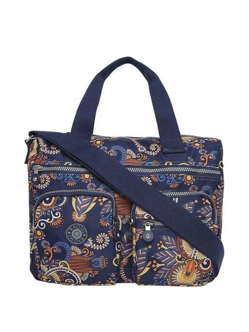 baomi blue & yellow floral printed medium cross body bag