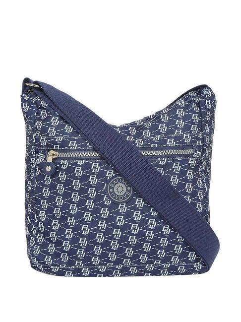 baomi blue printed medium cross body bag