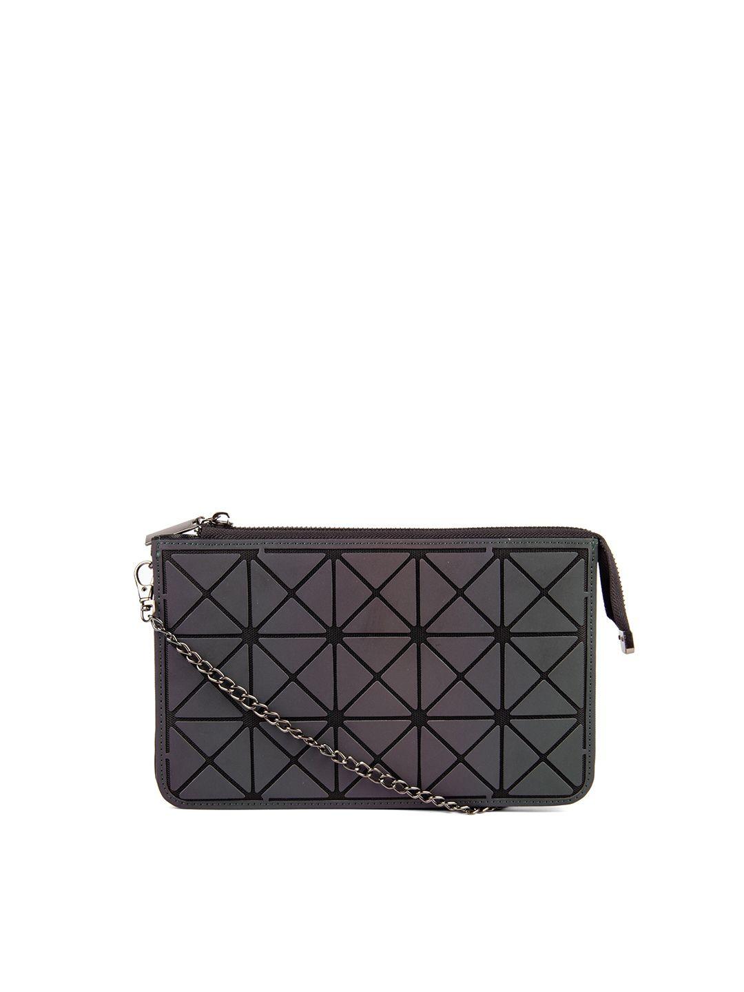 baomi geometric range green color soft one size clutch