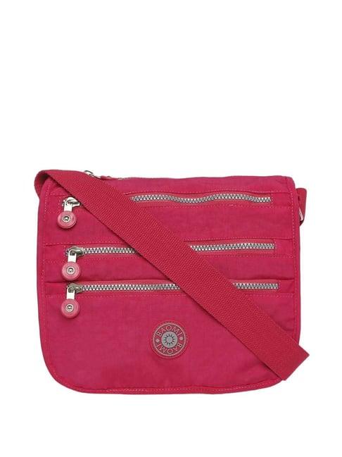 baomi pink solid medium cross body bag