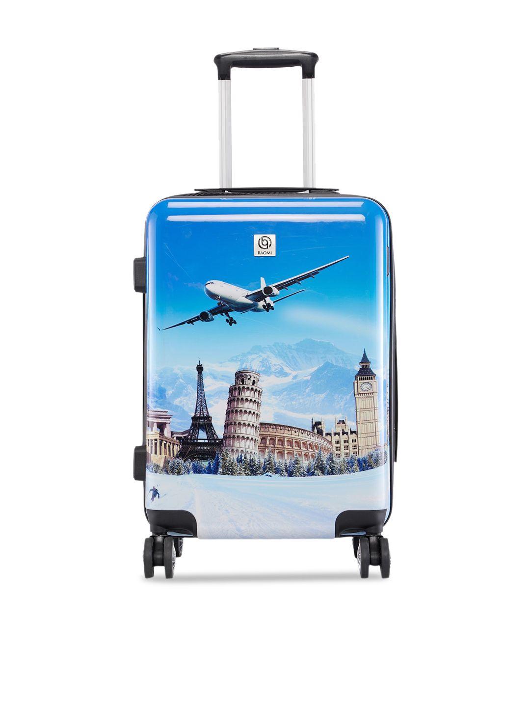 baomi printed hard-sided cabin trolley suitcase