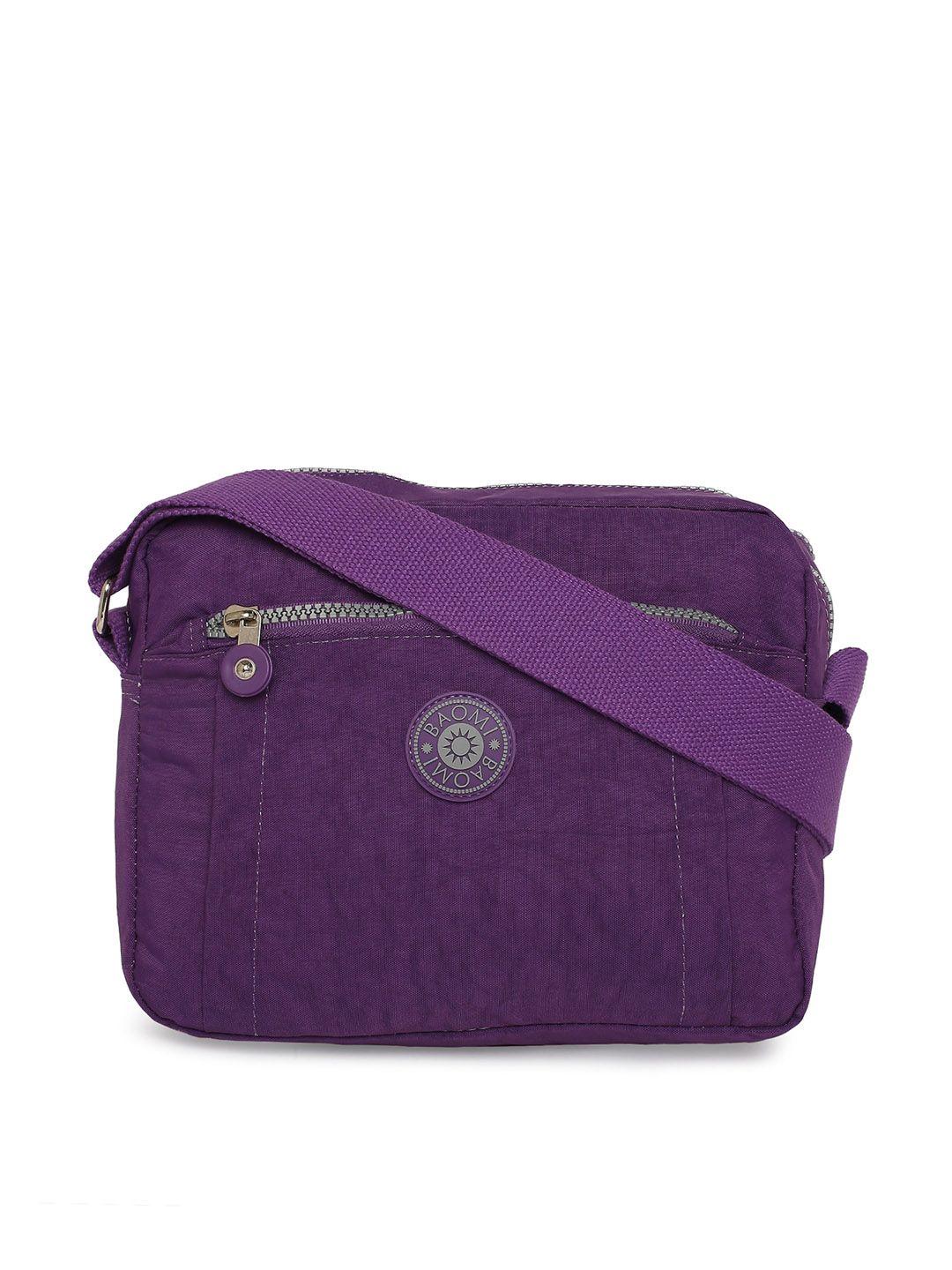 baomi purple shopper sling bag with cut work