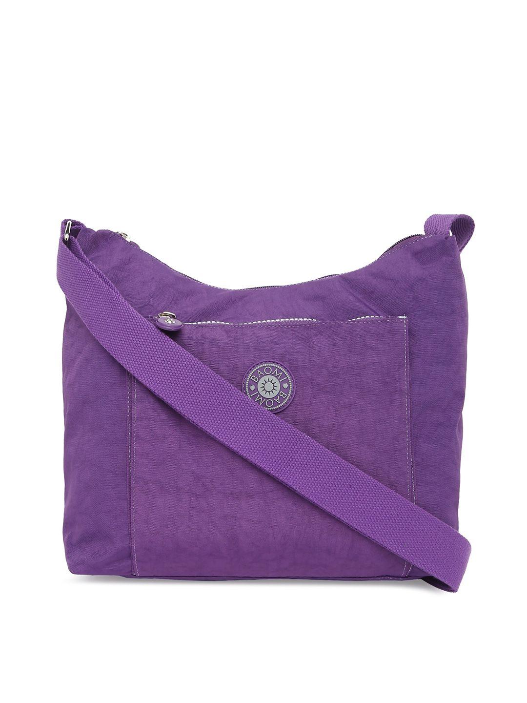 baomi purple solid nylon messenger bag