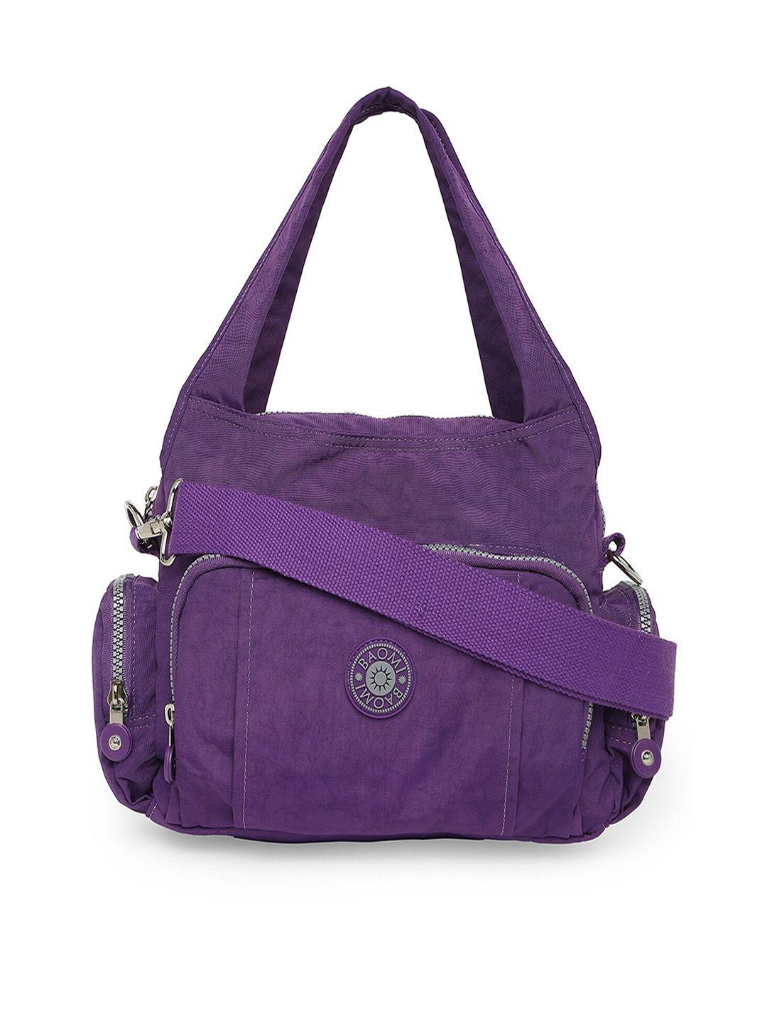 baomi purple structured sling bag with quilted