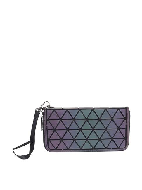 baomi purple textured zip around wallet