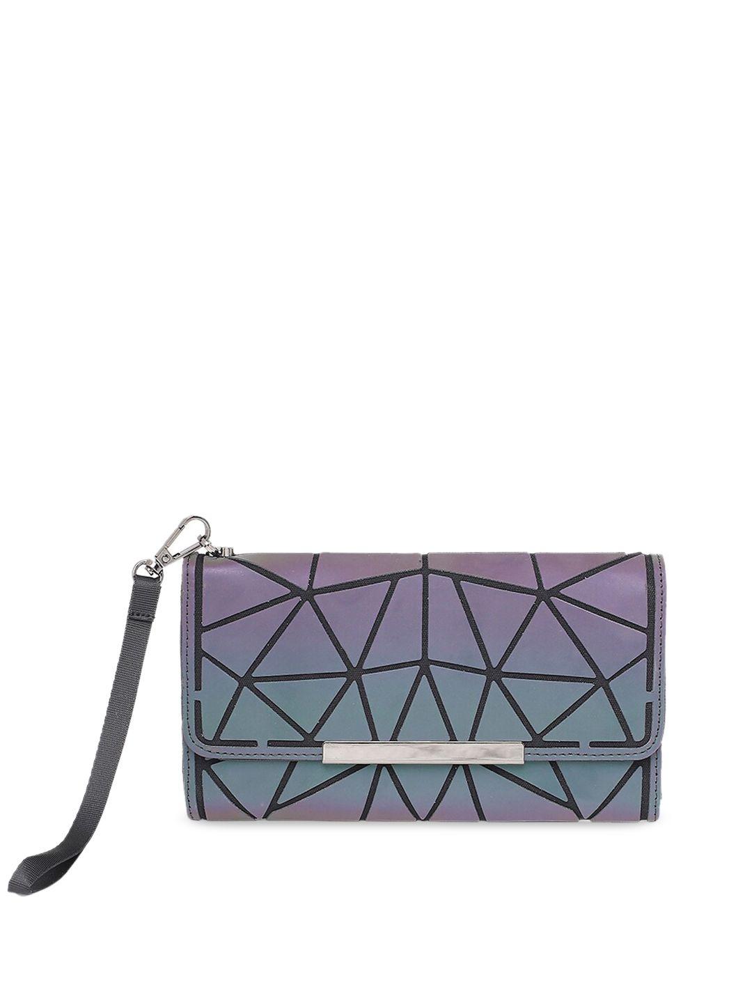 baomi women grey geometric pu three fold wallet